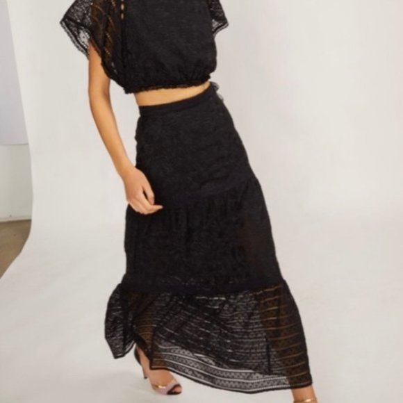 Cynthia Rowley WICKERPARK BLACK LACE EYELET SKIRT